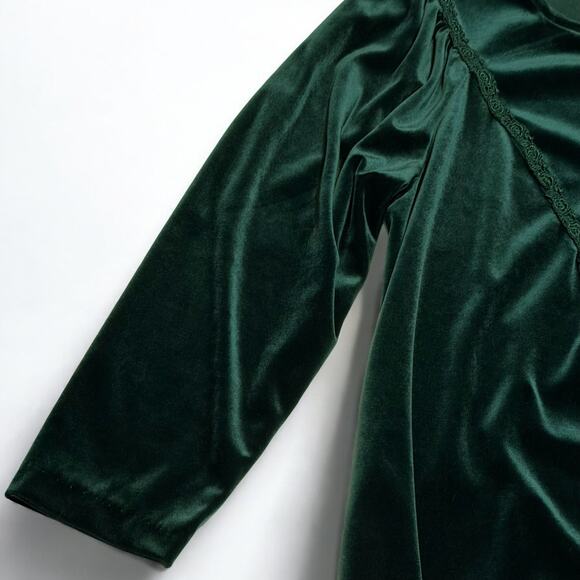 Vintage 80s Jasmine Rose Velvet Robe Small Tassel Zip Long Cottage Loungewear - Picture 6 of 9